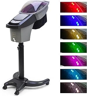 Elitzia 7 Color Hair Steamer Black Hooded Micro Mist Ozone for Natural Black Hair Adjustable Height Wheels 3 Mode 5 Level Time Temperature Control Dye Perm Hair Professional Home ET1408T