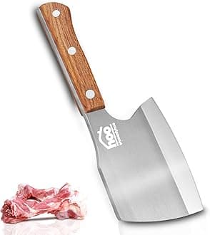 ohmonlyhoo Meat Cleaver Knife Heavy Duty, 6'' Cleaver knife for Meat Cutting, Axe Bone Chopper Knife Bone Breaker Knife,Butcher Knife 7mm Thickness Pear Wood Handle for Kitchen and Restaurant