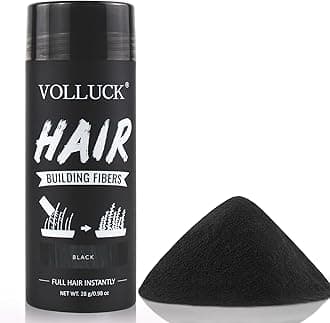 VOLLUCK Hair Fibers for Thinning Hair, Instant Coverage Hair Building Fibers for Women and men, Natural Hair Powder for Conceal Hair Loss 28 g (Black)