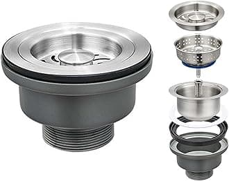 304 Stainless Steel Kitchen Sink Drain Assembly Kit with Stopper - Durable Replacement Strainer Basket and Sealing Lid for Bathroom and Kitchen Drains