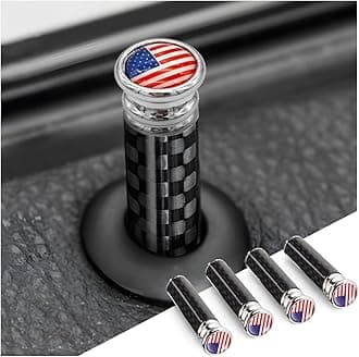 Moly Magnolia4PCS Car Door Lock Knobs, American Flag Carbon Fiber Door Lock Pin Cover, Decorative Modification Door Lock Bolt Pin Cover, Auto Accessories Universal for SUV, Truck, Van (Multicolor)