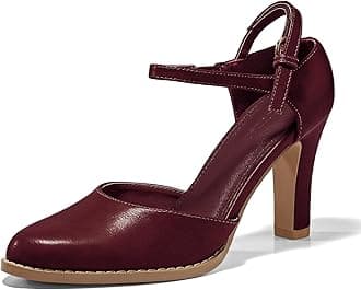 Womens Chunky High Heels Closed Pointed Toe Ankle Strap Pumps Vintage D'Orsay Dress Party Shoes