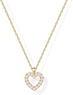 PAVOI14K Gold Plated Pearl Heart Pendant Necklace for Women | Dainty Love Friendship Pearl Pendant Necklaces