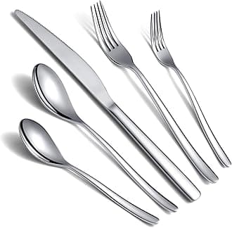 Silverware Set 20 Pieces, Stainless Steel Flatware Set, Mirror Polish Cutlery Set, Utensil Sets Service Set for 4 (Silver)