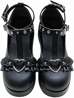 CELNEPHO Mary Jane Shoes Women Cute Ankle Strap Platform Wedge High Heel Pumps Gothic Party Dress Shoes for Women