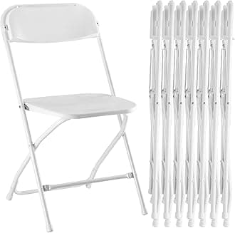 Sweetcrispy Folding Chair 8 Pack, Plastic Foldable Chairs with 330-Pound Capacity, Sturdy Metal Portable Chair, Easy to Use and Store, Outdoor and Indoor, for Home, Office, Party, Comfy, White