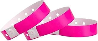 100 WristCo Neon Pink Plastic Wristbands for Events – Extended Wear, Secure Snap Prevents Reuse – Premium-Grade Bracelets