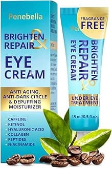 NEW - 3% Caffeine Eye Cream - 5% Niacinamide (Vitamin B3) Under Eye Cream for Dark Circle, Puffiness & Wrinkles - Brighten & Repair Anti Aging Eye Treatment Balm - Moisturizer Collagen