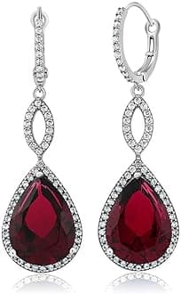 Gem Stone King925 Sterling Silver Long Drop Dangle Elegant Wedding Bridal Chandelier Teardrop Earrings For Women (2 Inch Pear Shape 16X12MM, 20.00 Cttw)