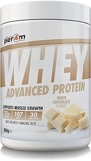 Per4m Whey Protein Powder | High Protein Shake for Muscle Growth & Recovery | Low Sugar Gym Supplement | Sports Nutrition Drink + Amino Acids (900g, White Chocolate)