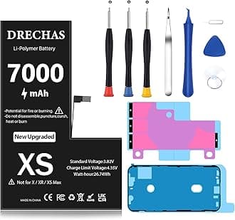 [7000mAh]Battery for iPhone XS, 2025 New Upgraded High Capacity 0 Cycle Li-Polymer Replacement Battery for iPhone XS Models A1920, A2097, A2098, A2100 with Complete Professional Repair Tool Kit