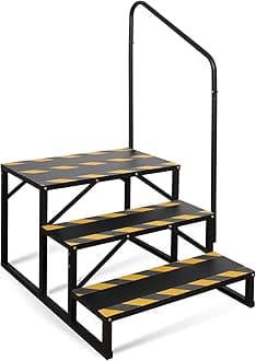 RV Steps with Handrail, Hot Tub Steps with Handrail, Portable Stairs Steps for 5th Wheel RV, Mobile Home Stairs Outdoor RV Step