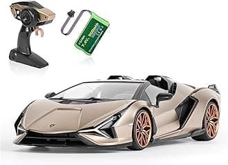 Lamborghini Remote Control Car, 1:16 Scale Lambo Toy Car 7.4V 500mAh Officially Licensed 12Km/h Rc Cars with Led Light 2.4Ghz Model Car for Adults Boys Girls Birthday Ideas Gift (Champagne)