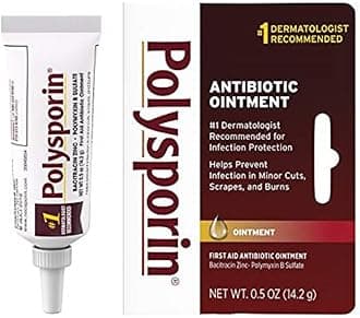 Polysporin First Aid Topical Antibiotic Skin Ointment with Bacitracin Zinc & Polymyxin B Sulfate, for Infection Protection & Wound Care, Neomycin-Free, Travel Size, 0.5 oz