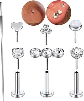 QWALIT Piercing Taper Threadless Insertion Tool - Titanium Labret Pin 16g, 18g, 20g