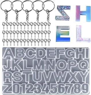 Alphabet Mold Set Creative DIY Pendant Epoxy Mold Number Mold for Jewelry Alphabet Silicone Molds Silicone Casting Molds Pendant Resin Molds for Pendant