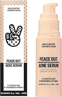 PEACE OUT Acne Serum with 2% Salicylic Acid, Daily Acne Treatment to Clear Pimples, Unclog Pores, Reduce Breakouts and Dark Spots, 1 fl oz