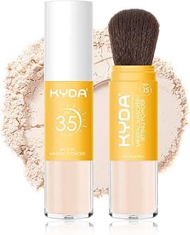 KYDA Mineral Sunscreen Powder for Face & Scalp Hair, SPF 35 Scalp Sunscreen, Hair Sunscreen Spf Powder Lasting Oil Control Matte Loose Powder, Lightweight Breathable for All Skin Type, Translucent