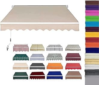Retractable Patio Awning Replacement Fabric (Without Frame) Waterproof Shade Sun Shade Awning Cover Outdoor Patio Canopy Sunsetter Deck Awnings Polyester(B,(16x6.5ft) 5x2m)