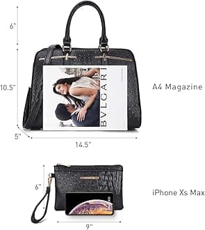 Women Handbag Wallet Tote Shoulder Hobo Bag Top Handle Satchel Purse Set 2pcs with 3 Compartments