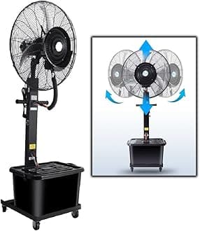 3-Speed Standing Misting Fan Floor Fan with 90° Oscillation, 26in/29.5in Water Tank Air Flow Fan Mist Fan, 320W/380W Spray Fan for Industrial Commercial Jobsite Gym (Size : 65cm/320W)