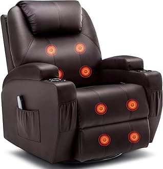- Korser Recliner Chair, Rocker Recliner Chair with Massage and Heat, Manual Recliner Chairs for Adults, 360° Swivel Rocker Recliner with Remote Control and Cup Holder for Living Room, Nursery