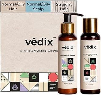 Vedix Ayurvedic Hair Care Combo Pack, Customized Anti Hair Fall Shampoo and Hair Oil for Normal/Oily Hair with Normal-Oily Scalp & Straight Hair - 200 ml