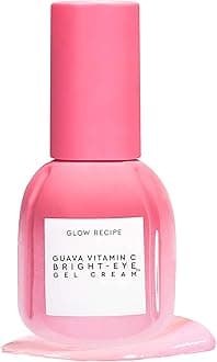 Guava Vitamin C Brightening Eye Gel - Niacinamide, Peptides & Green Caffeine Gentle Under Eye Cream for Dark Circles, Puffiness & Bags - Lightweight, Hydrating, Firming - Makeup Prep, 15ml