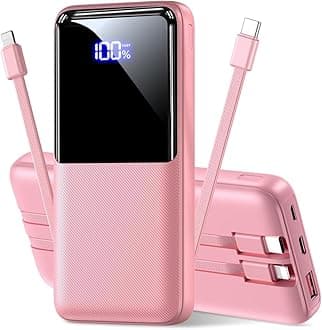 Portable Charger Power Bank - 20,000mAh Battery Pack Portable Phone Charger with Built in Cable 22.5W Fast Charging Powerbank Compatible with iPhone Android Samsung Phone, Travel Camping Essential