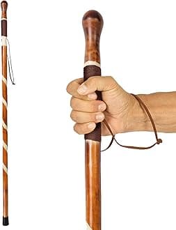 Wooden Walking Stick - Willow Cane for Seniors Hiking & Balance - Heavy Duty Carved Twisted Wood Sticks for Men & Women - Stylish Support Pole for Outdoor Trekking & Weight Bearing