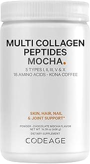 Multi Collagen Peptides Protein Powder - Chocolate Mocha Instant Coffee - Gourmet Knoa Coffee Drink & Shake - Collagen Type I, II, III, V & X - Grass-Fed, Hydrolyzed, Non-GMO - 14.39oz