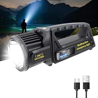 1300000 L Spotlight, Rechargeable Led Spotlight Flashlight with 350° Rotate Head, 9 Modes Super Bright Spot Lights Outdoor Handheld, IPX6 Waterproof Solar Flashlight for Emergencies