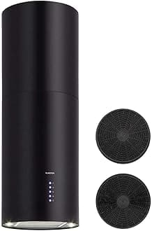 Klarstein Beretta Island Hood Island Hood 35 cm Diameter 60 cm Lid Exhaust Air Circulating Air 650 m³ / h Includes Activated Carbon Filters Energy Efficiency Class C Black