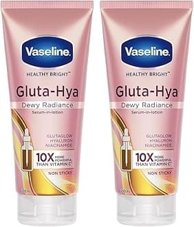 Vaseline Gluta-Hya Dewy Radiance Lotion for Face & Body | Gives Brighter Skin | Glutathione & Niacinamide Infused Moisturizer, 200ml (Pack of 2)