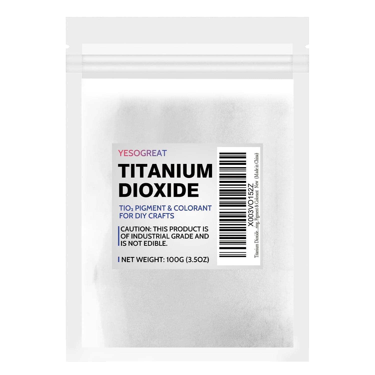 3.5oz Titanium Dioxide, TiO2 Pure Titanium Dioxide for Soap Making, Whitening Colorant for Crafts Paints, Titanium Dioxide Powder Resealable Pouch