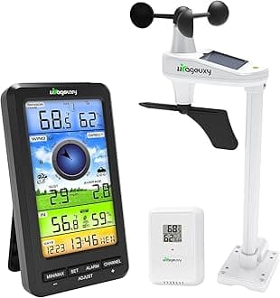 Urageuxy Wireless WiFi Weather Station with Solar Wind Speed/Direction, and Indoor Outdoor Thermometer and Hygrometer