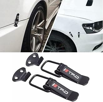 AutoBizarre Security Hook Lock Clips Kit Quick Release Fasteners TRD Clips for Bumpers, Fenders, Trunk and Hatch Lids Compatible with All Cars (Set of 2) | Iron material