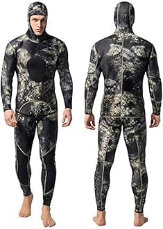 Nataly Osmann Camo Spearfishing Wetsuits Men 3mm /1.5mm Neoprene 2-Pieces Hooded Super Stretch Diving Suit