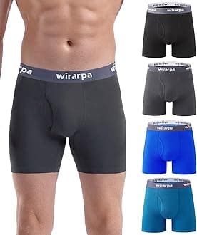 Men's Boxer Briefs Cotton Stretch Underwear Open Fly Tagless Underpants Regular Leg 4 PackPack