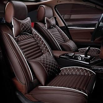 Custom Car Seat Covers Fit for M45 2003-2010 5-Seat Full Set All Weather PU Leather Front Rear Seat Protector with Waterproof Airbag Deluxe Edition Coffee