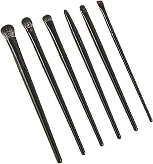 Red Square Makeup Eye Brush Set 6 pcs Smudg, Highlight, Eye Tail Tinting, Eyebrow, Eyeshadow Spreading, Lip, Easy to Clean, Professionals (BLACK GOLD SILVER) (936)