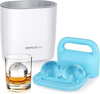 SIMPLETASTE Crystal Clear Ice Ball Maker Mold - 2.36 Inch Clear Sphere, Plus 2 Ice Ball Storage Bags, BPA-free Silicone Large Sphere Ice Mold, Ice Cube Tray for Whiskey, Cocktail and Drinks…