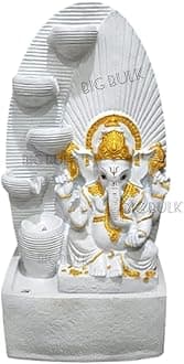 Kamal/Lotus Ganesh Gannpati Fiber Indoor Outdoor Fountain with Led Lights for Home Decor and Office Decoration Or Gifting (Big:Size;: 90 cm X 65 cm X 65 cm) (Ganesh Fountain)