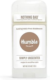 HUMBLE BRANDS Aluminum-Free Deodorant, Vegan and Cruelty- free, Formulated for Sensitive Skin, Simply Unscented, 2.5 Ounce (Pack of 1)