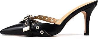 Kitten Heels for Women Pointed Toe Heels Studded Slip On Bow Heels Mules Faux Suede Sandals Kitten Heel Pumps