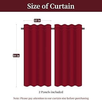 Loom and Mill Vintage Floral Curtains for Bedroom, Burgundy Lined Jacquard Curtains 2 Panels with Tiebacks, Window Curtain for Living Room Banquet Christmas Decor, Rod Pocket(52”x 84”, 2 Panels)