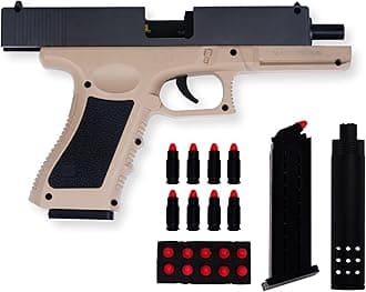 GEX TOYS Thermalshot Soft Bullet Gun Toy, Safe Soft Foam Bullets, Fun Target Shooting Battle Fight Game For Kids Boys, Mouser Toy Gun With Jump Ejecting Magazine, Gift Toy For Boys, Gt-1003-Beige