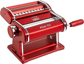Marcato Pasta Machine, Pasta Maker, Pasta Roller for Handmade Pasta, Made in Italy, Anodised aluminium, for Lasagne, Fettuccine, Tagliolini, Compatible with 11 Extra Attachments. Model: Atlas 150, Red