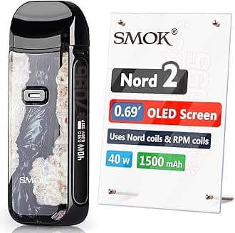 Official SMOK Nord 2, 0.69' OLED Screen, Upgraded 1500mAh 2ml E Cigarettes Vape Starter Kit, Supports RPM and Nord Pod, Refillable System, Vaping Ecigarette, Ecig No Nicotine - Black Stabilizing Wood