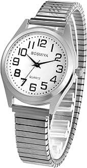 OIDEA Elastic Strap Watches for Women: Large Face Clear Number Women's Easy Reader Watch Analog Quartz Wrist Watch Ladies Watch Stainless Steel Expansion Band